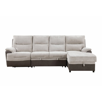 KIA BEIGE/BROWN SECTIONAL WITH PO AND USB