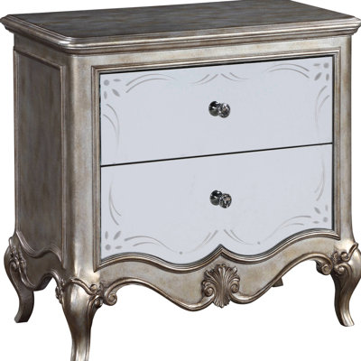 2 Table de chevet de style champagne antique - façade en miroir, ajout de glamour dans la chambre à coucher