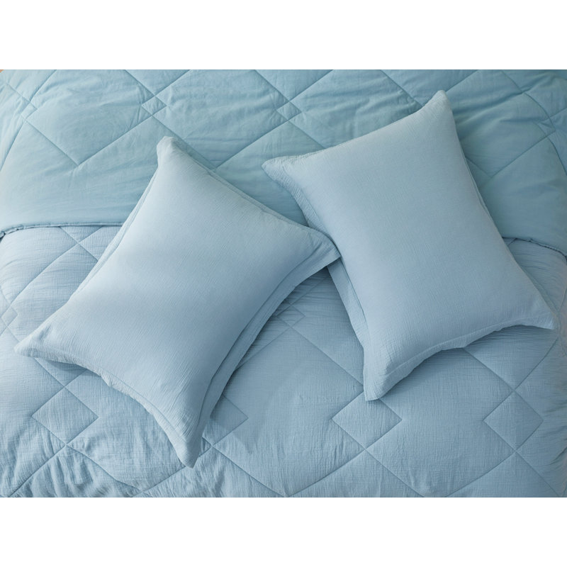 Skye Cotton Gauze Thin Comforter Set, Twin XL Comforter + 1 Standard Sham, Lake Blue