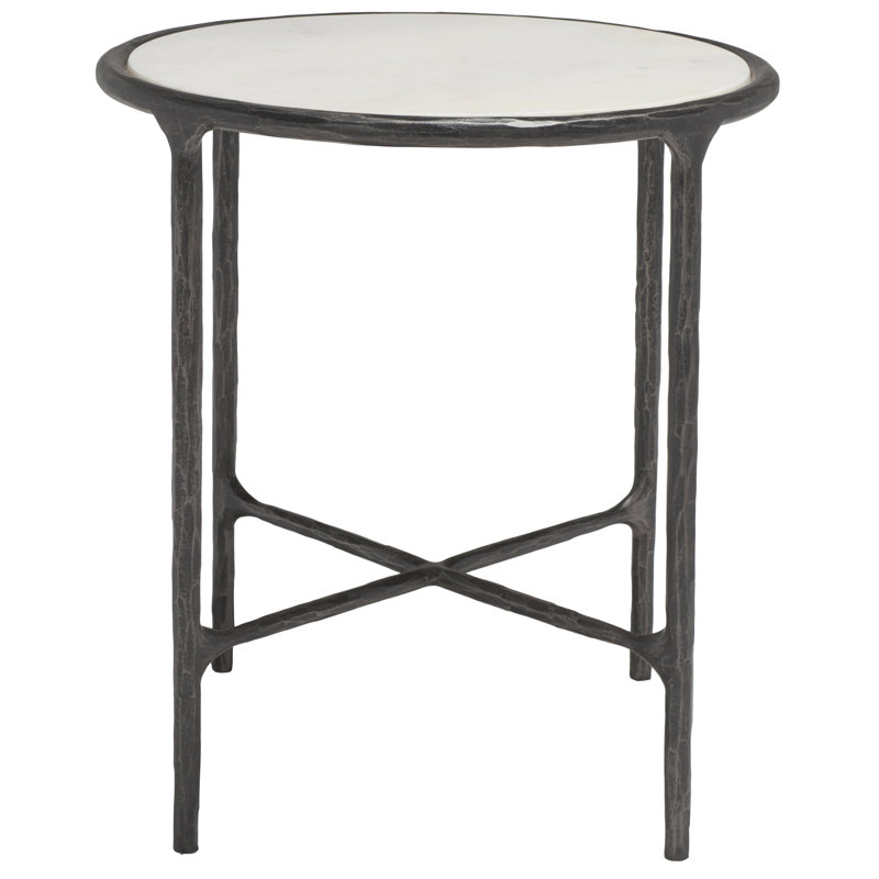 Evelynn End Table, Black, White Marble