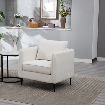 Mid-century Modern Velvet Accent Chair - Comfy Single Sofa Chair With 1 Pillow & Metal Legs For Living Room/bedroom/office by Mercer41