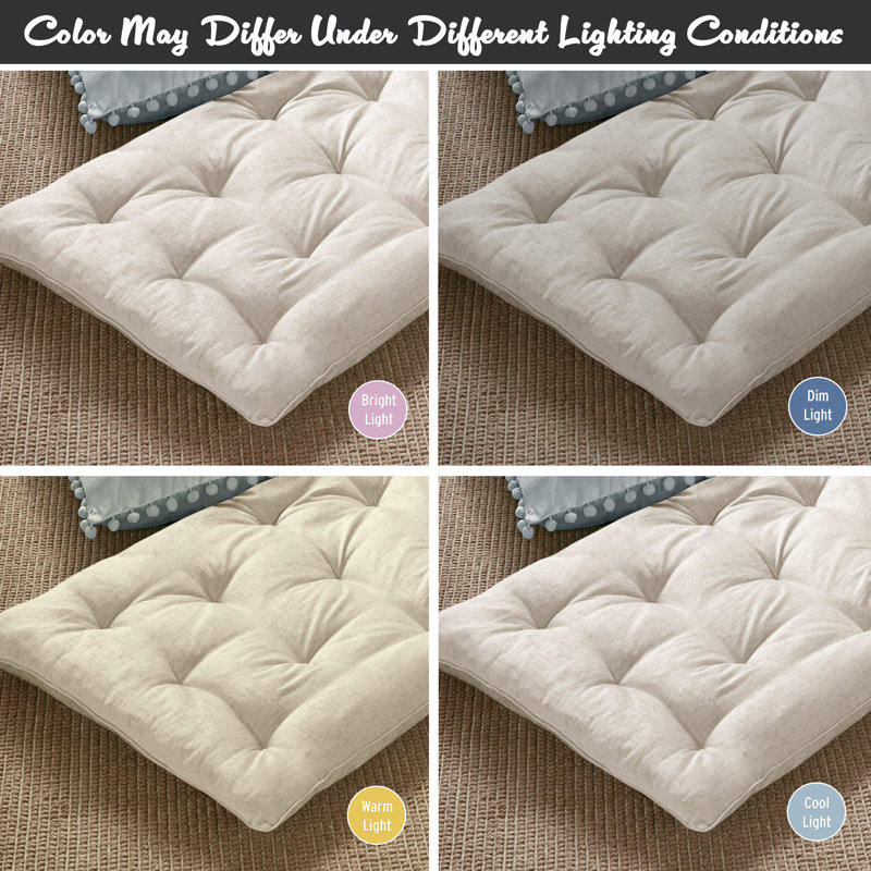 Edelia Poly Chenille Lounge Floor Pillow Cushion, Ivory