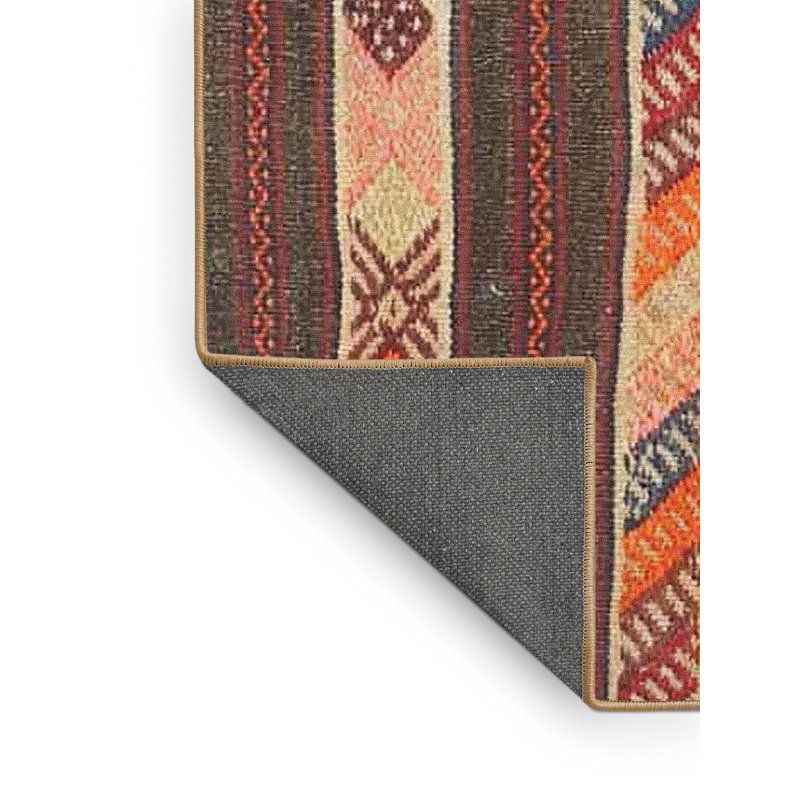 Tapis rouge/brun/jaune contemporain, Rectangle 7 pi x 9 pi