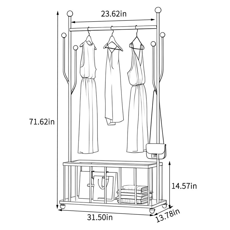 Stainless Steel Coat Rack with Saddle Leather