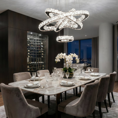 Ariabella 4-Light Mirror Chrome Modern Crystal LED Chandelier with Stainless Steel Frame