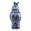 Blue and White Hexagonal Jar with Lid