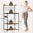 Kitchen Bakers Rack with Power Outlet, Small Microwave Stand with Adjustable Storage Shelves, Coffee Bar Table with 5 Hooks, 4 Tiers Kitchen Coffee Stand Station for Small Space-1476284047