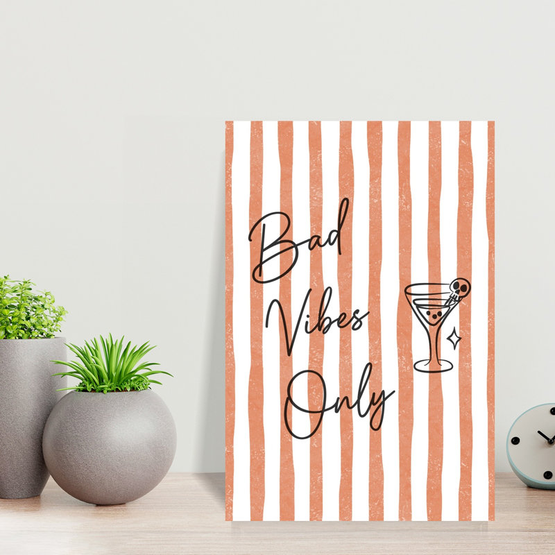 Bad Vibes Only Cocktail Modern Architecture City Wall Art Print 1 Piece Wrapped Canvas Wall Art, 45.72cm H x 30.48cm W