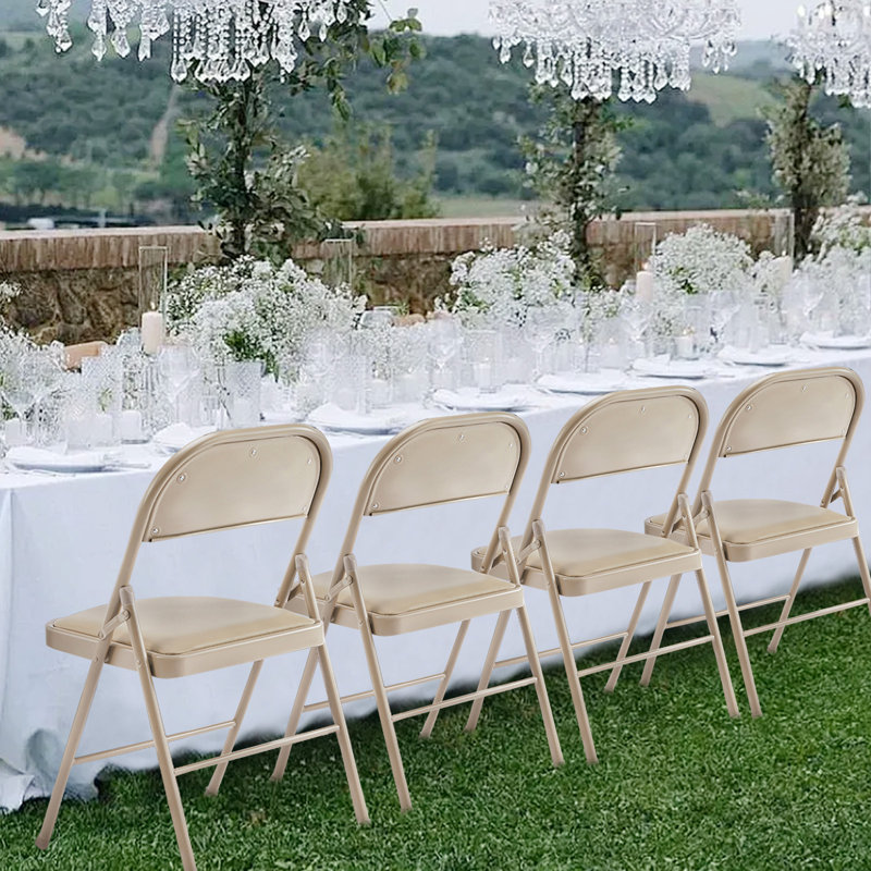 Chaises pliantes empilables rembourrées en cuir, chaises pliantes robustes en métal, rangement facile pour la maison, le bureau, la fête (ensemble de 8)