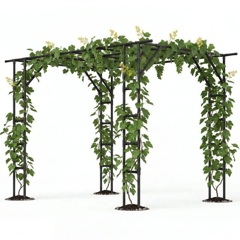 Support d'escalade pour plante en acier enduit de polyéthylène 132 x 92 x 80 po Garden Arch Trellis, noir