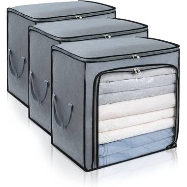 Foldable Clothes Storage Bins Box Stackable Metal Frame Closet Organizer (Set of 2) Ebern Designs Size: 15.73 H x 23.6 W x 16.57 D