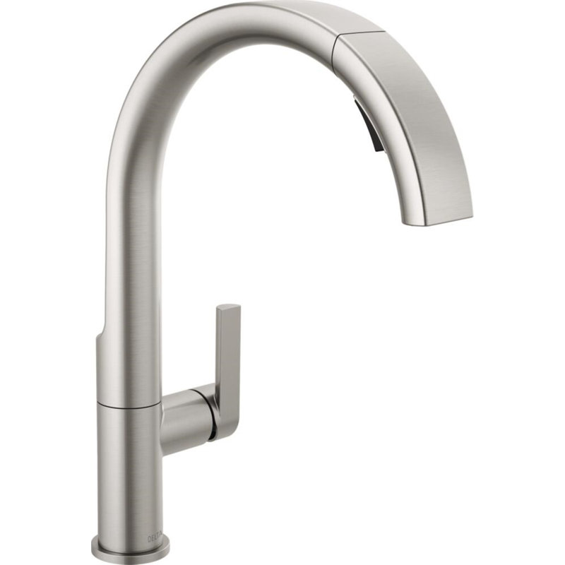 Keele Brushed Nickel Kitchen Faucet with Pull Down Sprayer, Modern Single Hole Kitchen Sink Faucet, Single Handle, Spotshield Stainless