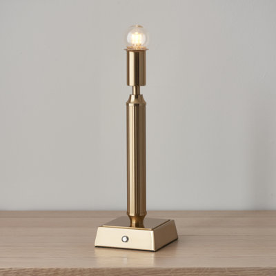 Trobridge Rechargeable Table light Base finished in Br Aged Brass
