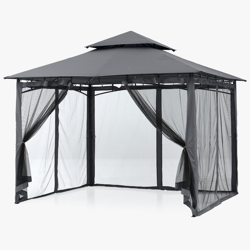 Steel Patio The Soft Roof Gazebos, 11 Ft. W x 11 Ft., Dark Gray
