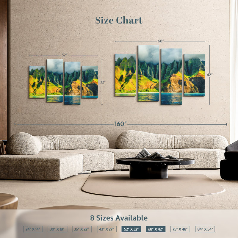 «Na Pali Sunshine Wall Art», H 42 po x l 68 po x P 1,25 po