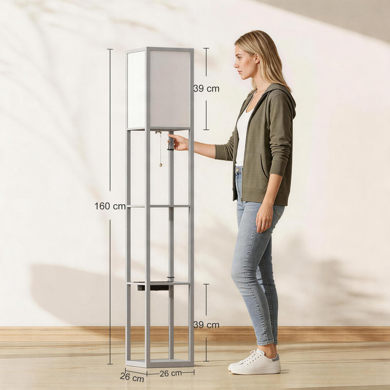 160cm Matte Column Floor Lamp, Grey