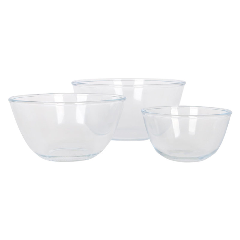 Harbour Housewares Glass Mixing Bowl Set - 3 Sizes