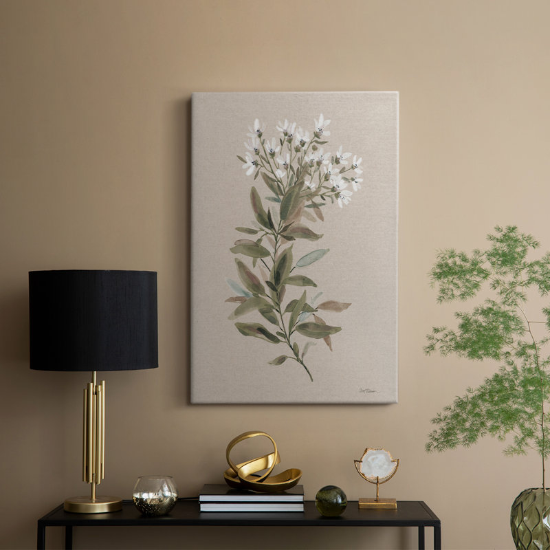 Tige florale blanche I - galerie Cavas sur mesure, H 27 po x l 18 po