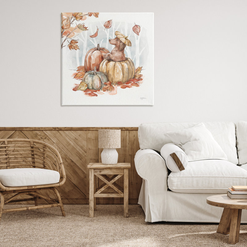 «Fun Dachshund & Pumpkin» par Mary Urban, H 36 po x l 36 po