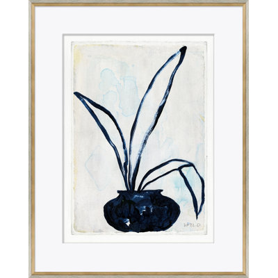 «Long Leaf» par Susan Hable - Peinture encadrée sur papier