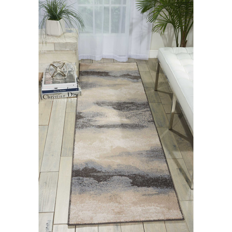 Tapis gris contemporain Ashli, Tapis de couloir 2 pi 2 po x 10 pi