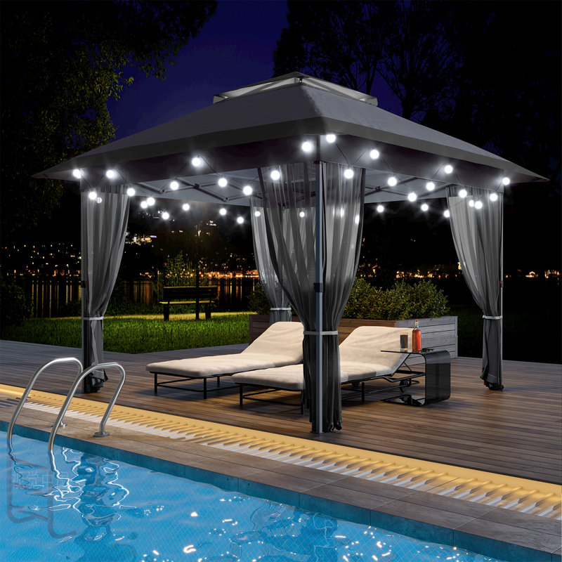 Patio extérieur en métal , Noir, noir, noir, noir, 12 pi x 12 pi