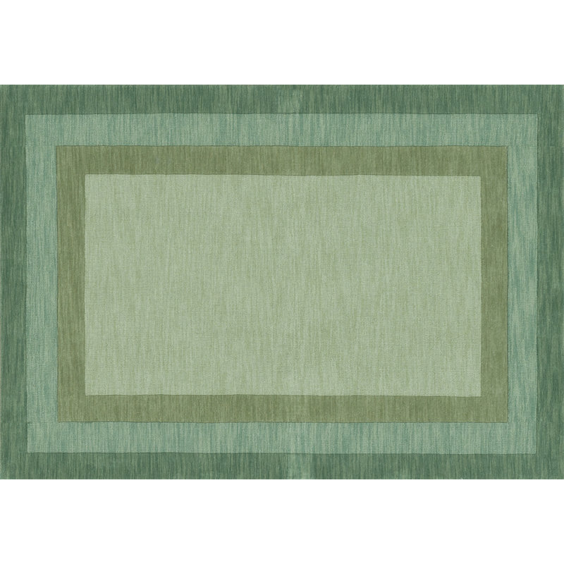 Tapis vert en laine touffeté à la main Keifer, Rectangle 7 pi 10 po x 11 pi