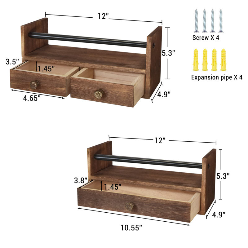 2 Piece Accent Shelf, Brown