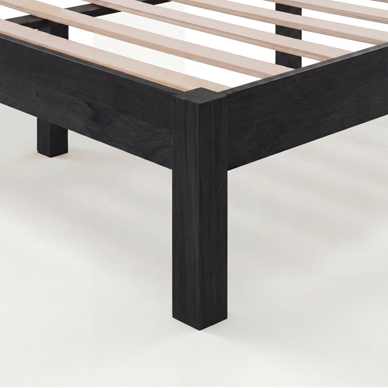 Lit plateforme en bois massif Signature, double, finition noire, aucun sommier requis, assemblage facile, Cadre seulement