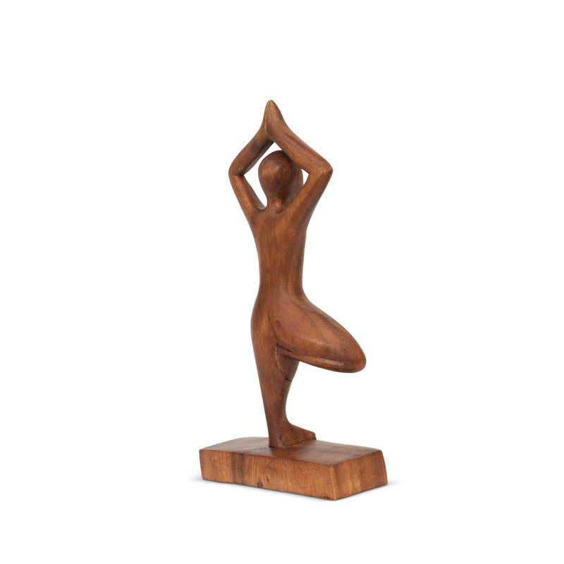 Mini figurines de yoga faites à la main en bois de 8 po, statue de pose de yoga, décor de studio de salle de yoga, cadeau de Yogi Mindful Home Decor, objets de décoration de tablette décorative - pose d'arbre