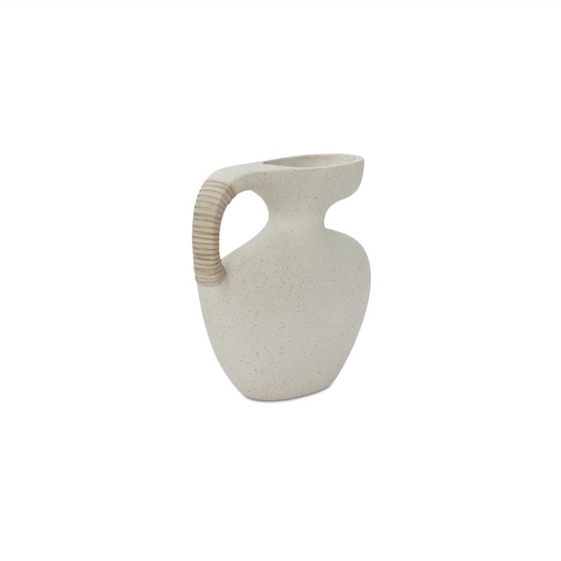 Vila 9.5In Sculptural Vessel Cream White, 9.5" H x 3.5" W x 9.5" D