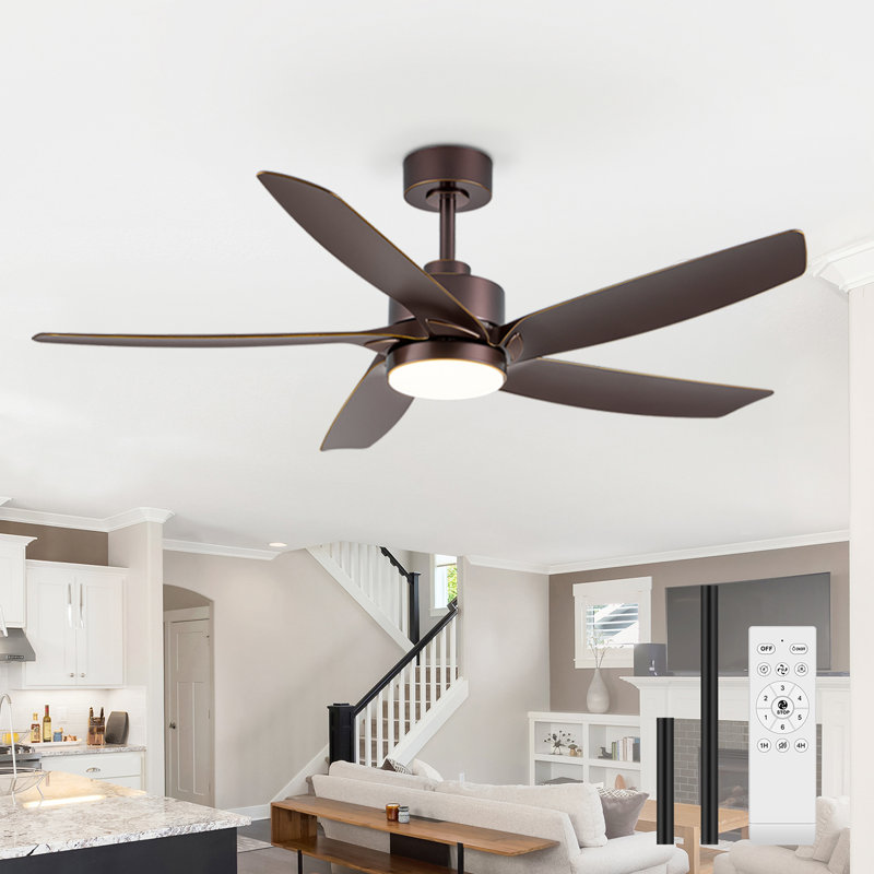 54" Ceiling Fans With Lights, Modern Ceiling Fan With Remote, Farmhouse Indoor Ceiling Fan With Blades, Quiet & Strong Motor With Bright LED Light
