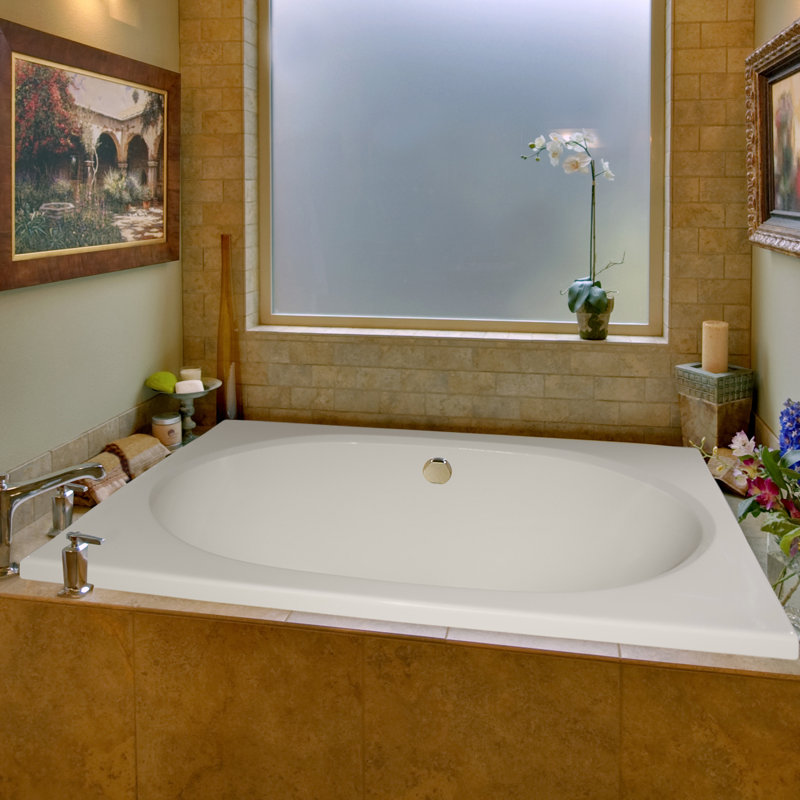 Fuji 60'' x 40'' Soaking Gelcoat Bathtub, Biscuit, Polished Chrome