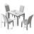 4 - Person Wooden-Frame Upholstered Dining Set with Rectangular Faux-Marble Pattern top table