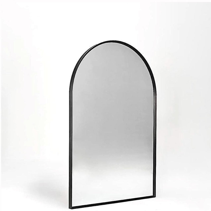 20x30 Inch Black Metal Framed Arched Bathrrom Mirror for Wall, 30" x 20", Black
