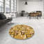 Tapis géométrique en laine jaune / brun-81288447