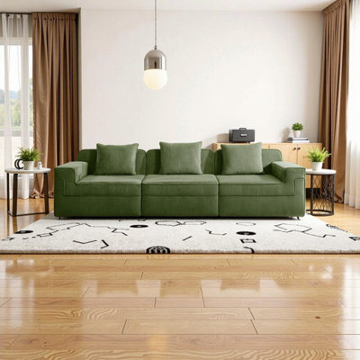 Canapé modulaire moelleux 3 places Cloud | Canapé modulaire à assise profonde sans assemblage | Canapé en velours côtelé avec coussins