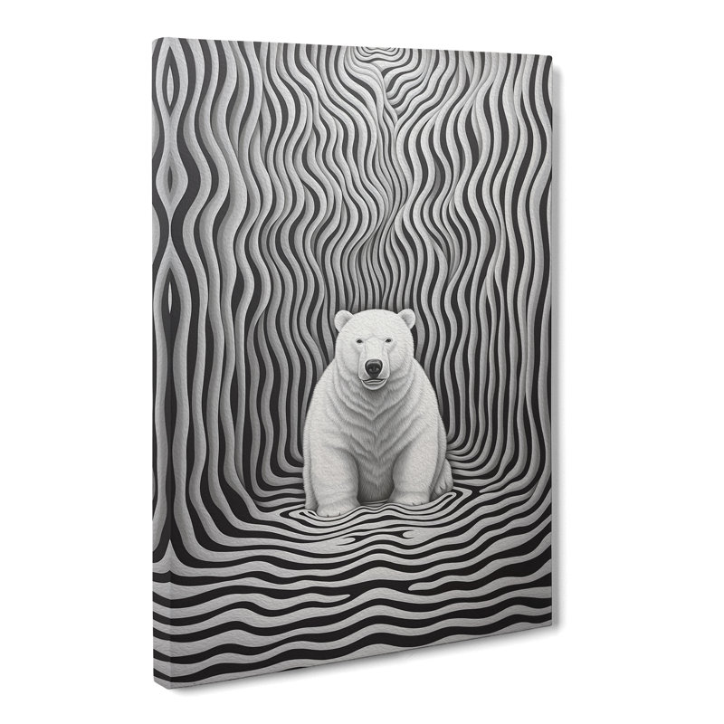Polar Bear Op - Wrapped Canvas, 60cm H x 40cm W x 3cm D