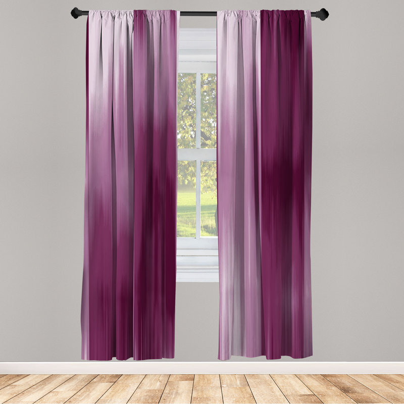Microfiber Floral Semi-Sheer Rod Pocket Curtain Panels, 28" W x 63" L, Purple/Dark Purple