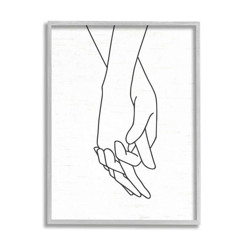 Romantiques mains tenant le dessin d'un couple d'amoureux, H 14 po x l 11 po x P 1,5 po, Estampe numérique Farmhouse