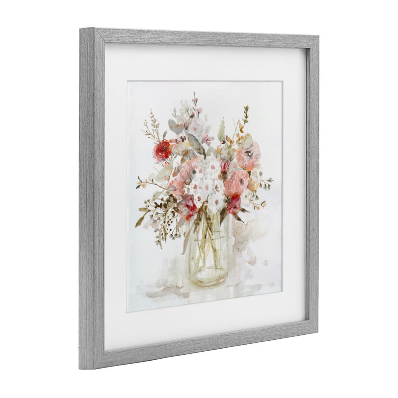 «Soft Blush Botanical Bouquet», reproduction encadrée sous verre, design par Carol Robinson, H 13 po x l 13 po