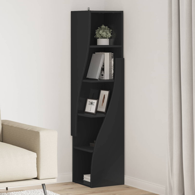 140 cm H x 32 cm W Corner Bookcase, Black