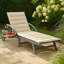 Chaise longue d'extérieur Kaye, bois d'acacia gris 79 po, polyester crème
