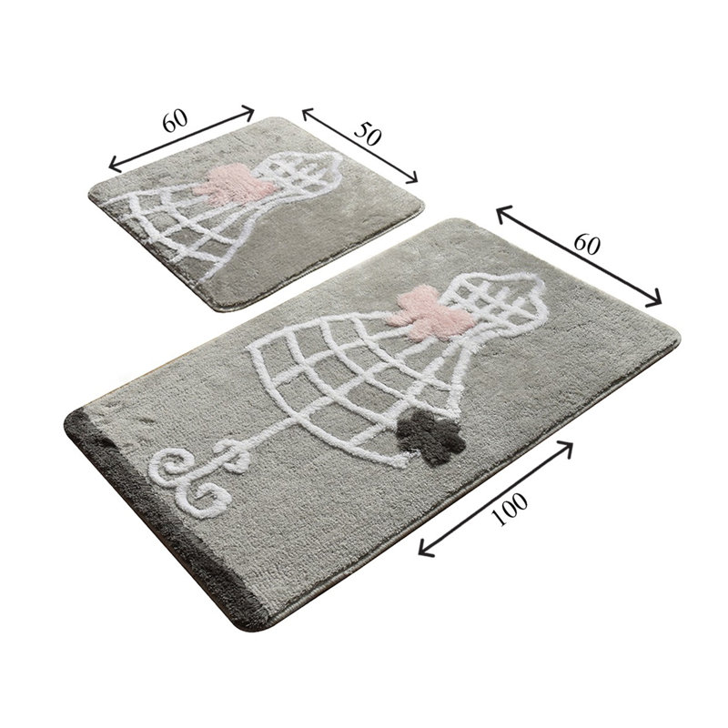Ensemble de tapis de bain 2 pièces Putterman, Gris / blanc