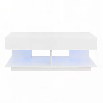 High-Gloss Extendable Lift-Top Coffee Table With Multiple Storage Compartments