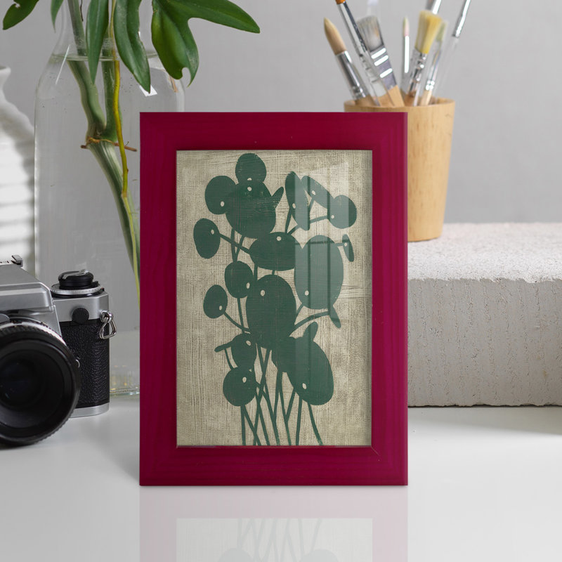 Derell, verdure rétro encadrée sur papier, Rouge cerise, H 6 po x l 4 po x P 1 po