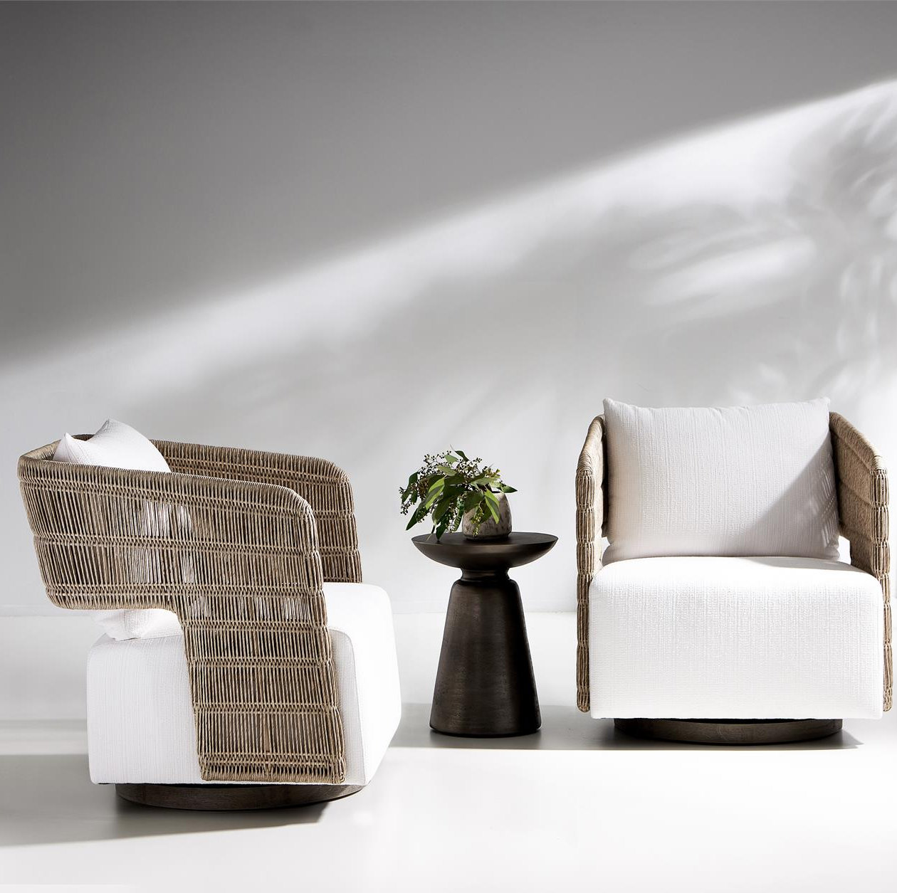 Maldives Swivel Patio Lounge Chair, White Sunbrella 6063-000
