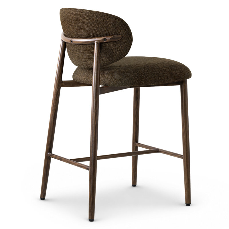 Ensemble de 6 tabourets de bar 25,5 "de hauteur comptoir moderne avec dossier incurvé, Brun