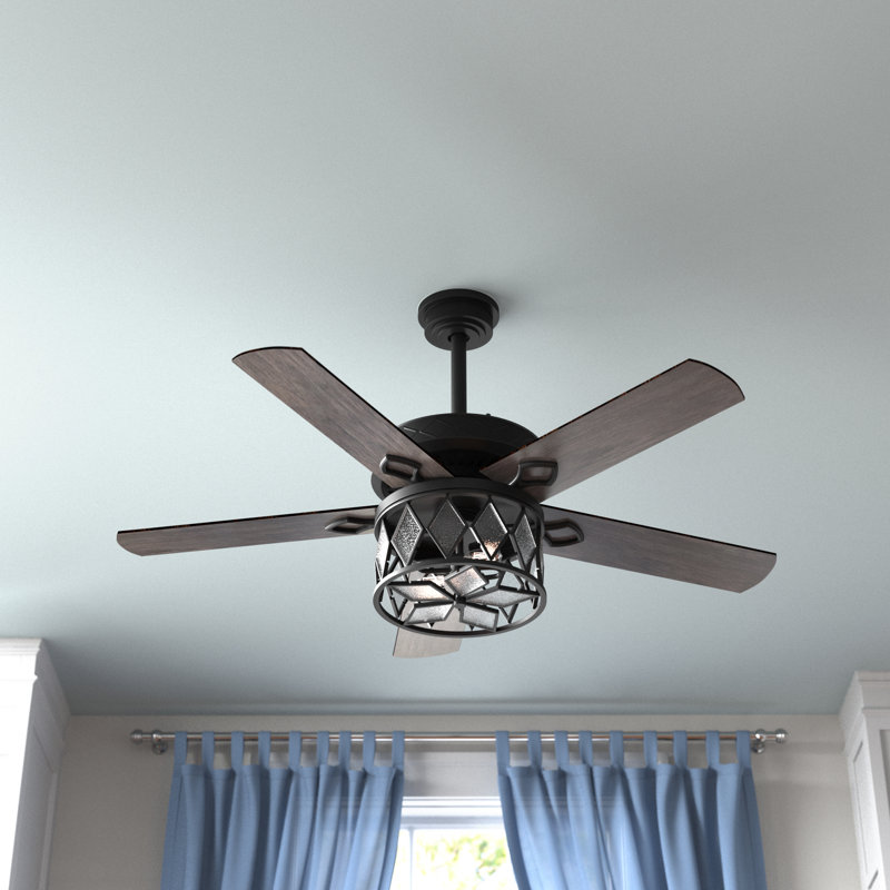 Ventilateur de plafond standard 52 pales 52 po avec télécommande et ensemble d'éclairage inclus WaKeeney