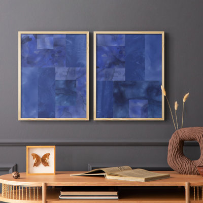 Impression encadrée bleue «I Premium» - prête à être accrochée - aucun clou requis - aucun clou requis